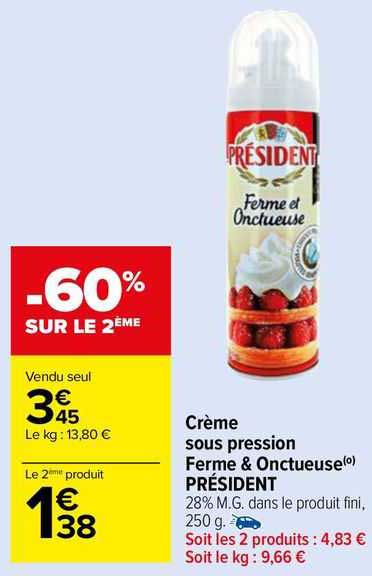 crème sous pression ferme & onctueuse président