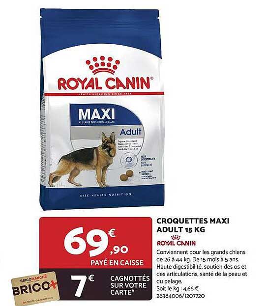 croquettes maxi adult 15 kg royal canin