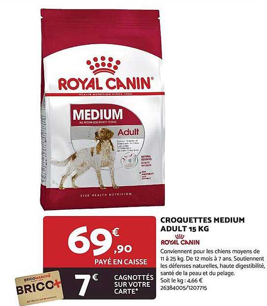 croquettes medium adult 15 kg royal canin