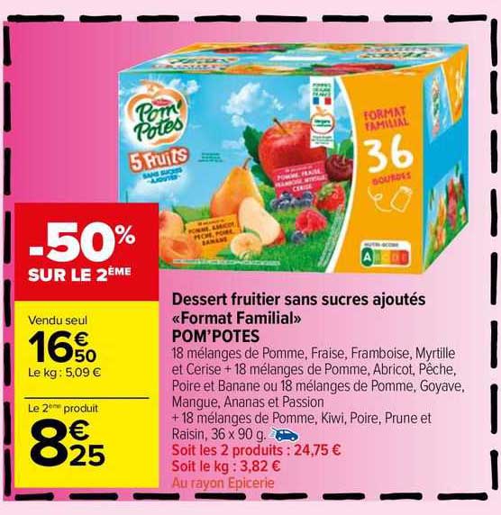 Dessert Fruitier Sans Sucres Ajoutés «format Familial» Pom'potes