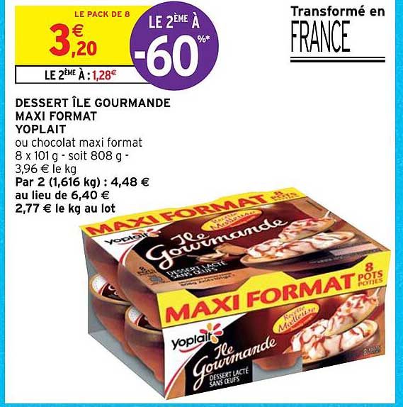dessert île gourmande maxi format yoplait