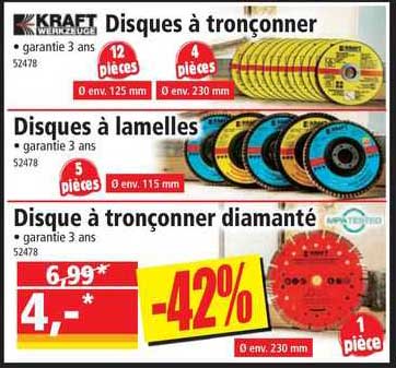 disques à tronçonner, disques à lamelles, disque à tronçonner diamanté kraft werkzeuge