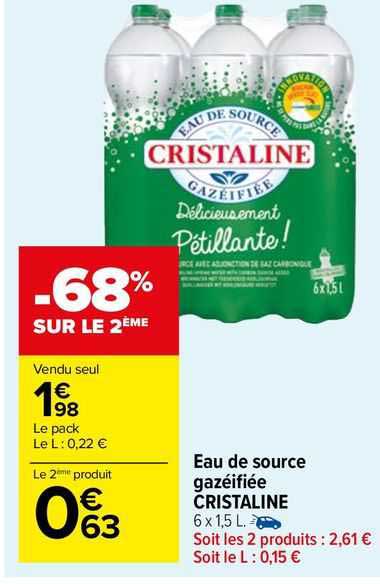eau de source gazéifiée cristaline