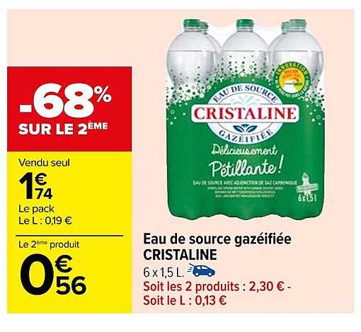 eau de source gazéifiée cristaline