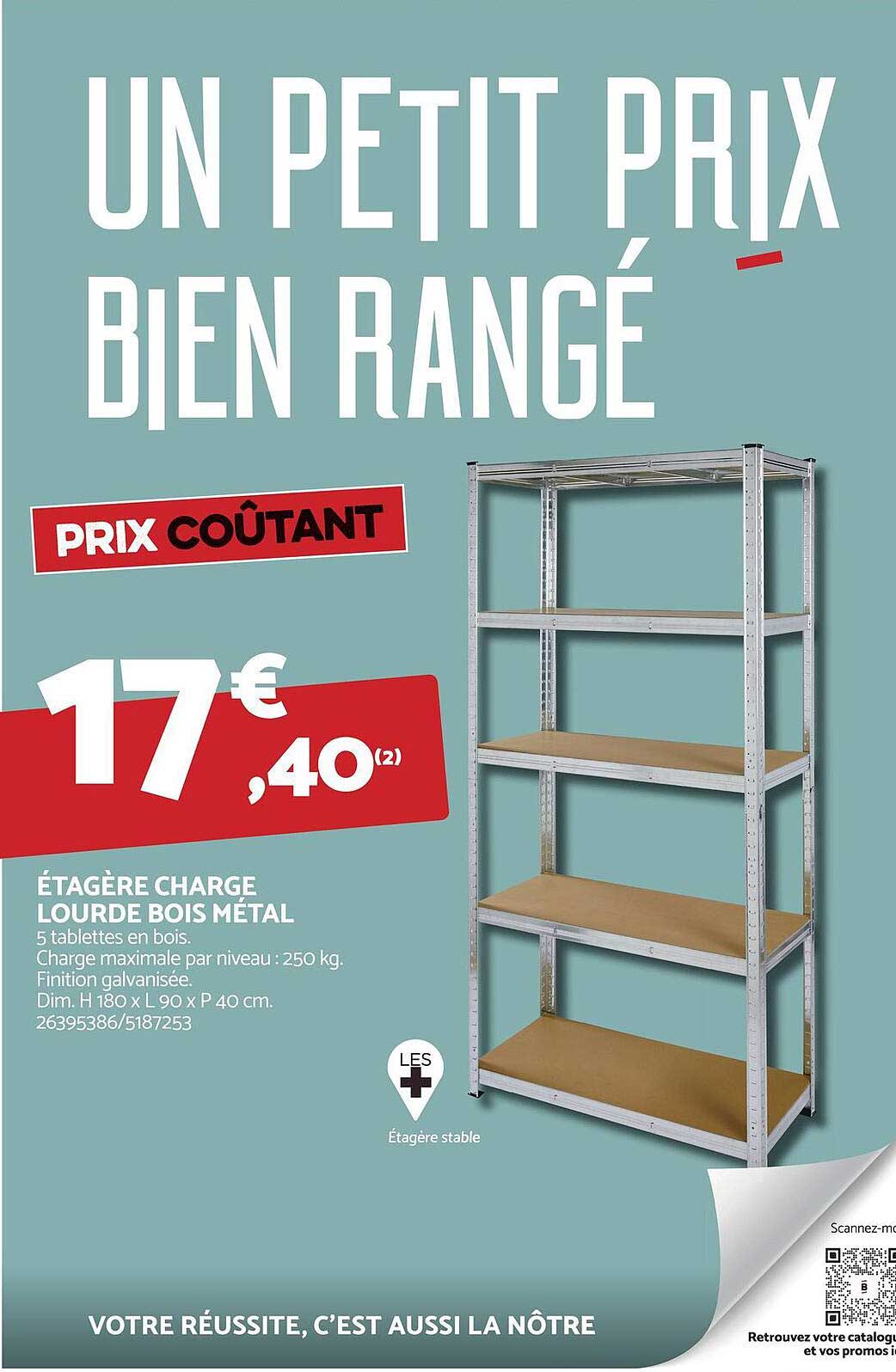 étagère charge lourde bois métal