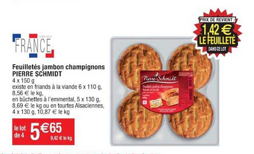 feuilletés jambon champignons pierre schmidt