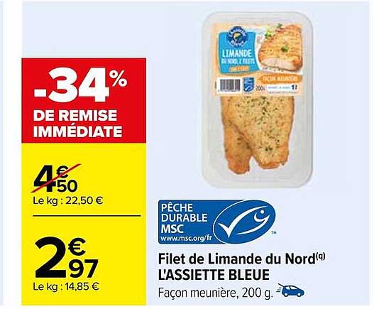 filet de limande du nord l'assiette bleue