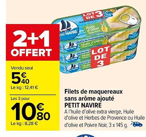 Filets De Maquereaux Sans Arôme Ajouté Petit Navire