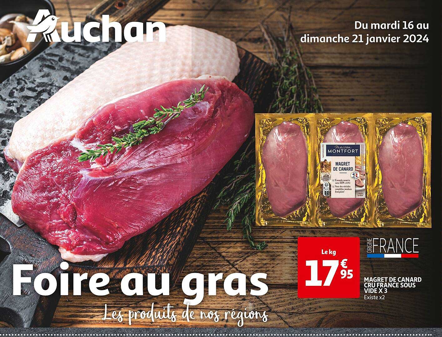 foire au gras : magret de canard cru france sous vide x3