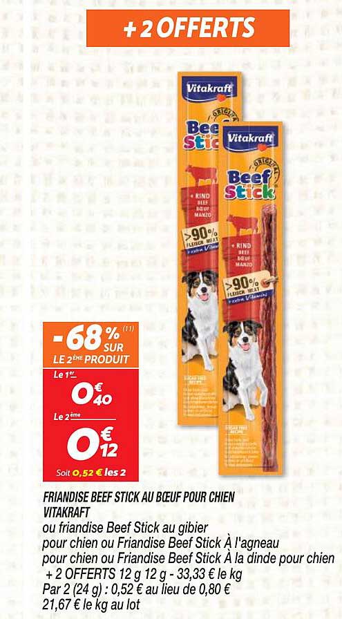 friandise beef stick au boeuf pour chien vitakraft