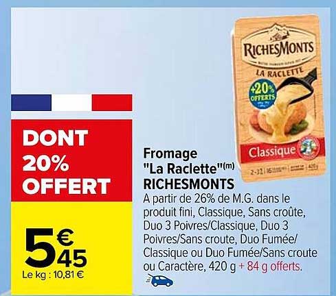 fromage "la raclette" riches monts