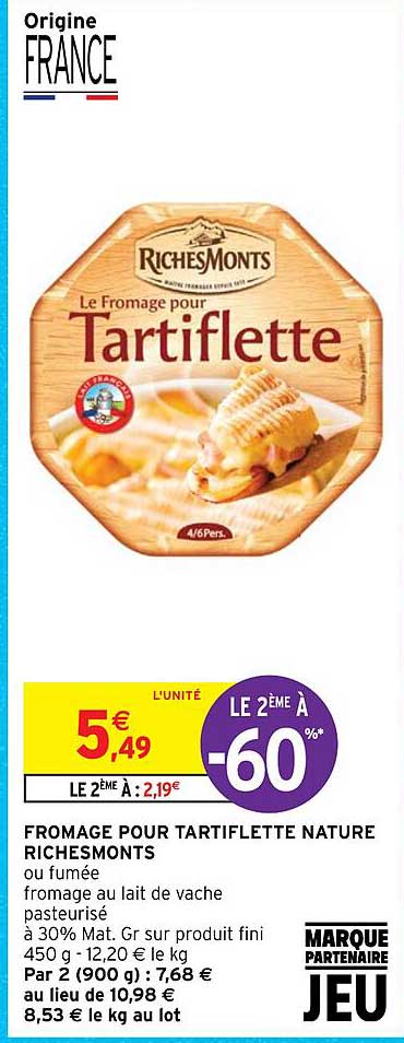 fromage poru tartiflette nature richesMonts