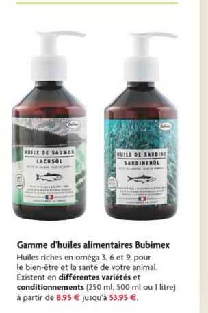gamme d'huiles alimentaires bubimex