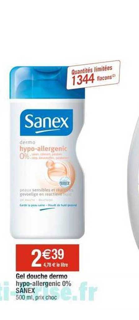 gel douche dermo hypo-allergenic 0% sanex