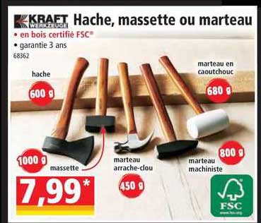 hache, massette ou marteau kraft werkzeuge