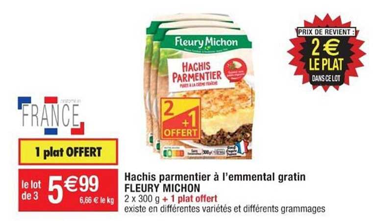 hachis parmentier à l'emmental gratin fleury michon