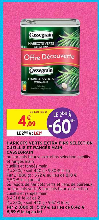 haricots verts extra-fins sélection cueillis et rangés main cassegrain