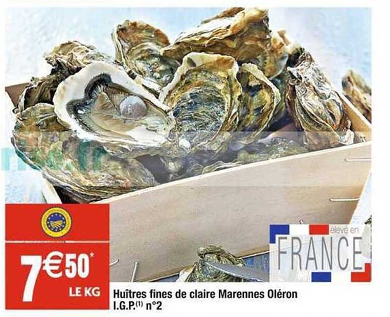 huîtres fines de claire marennes oléron i.g.p. n°2