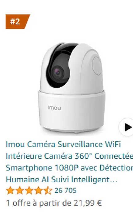 imou caméra surveillance wifi intérieure caméra 360° connectée smartphone 1080p avec détection humaine al suivi intelligent