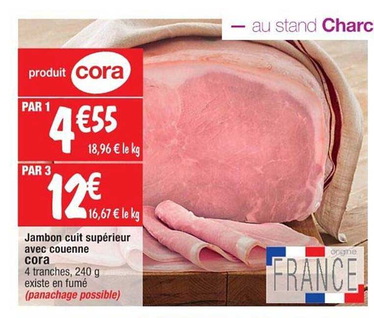 Jambon Cuit Supérieur Avec Couenne Cora