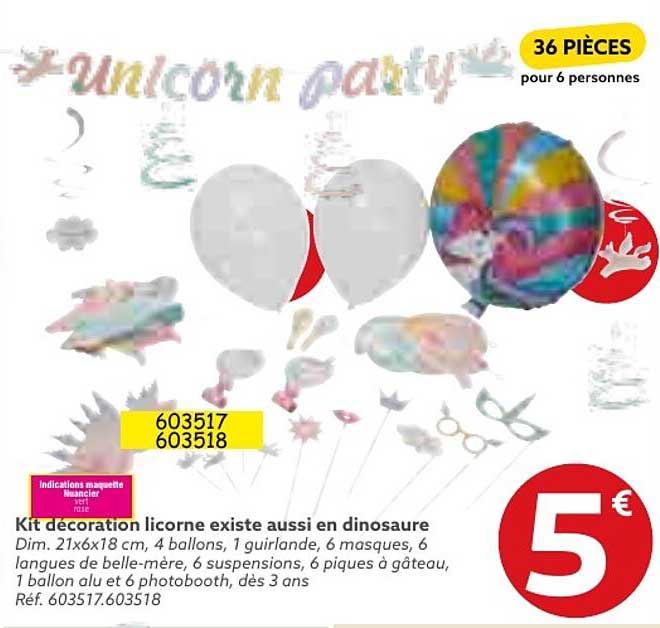 kit décoration licorne existe aussi en dinosaure