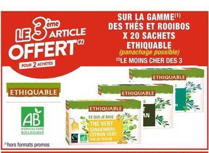 la gamme des thé et rooibos x20 sachets ethiquable