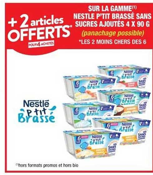 La Gamme Nestlé P'tit Brassé Sans Sucres Ajoutés 4x 90 G