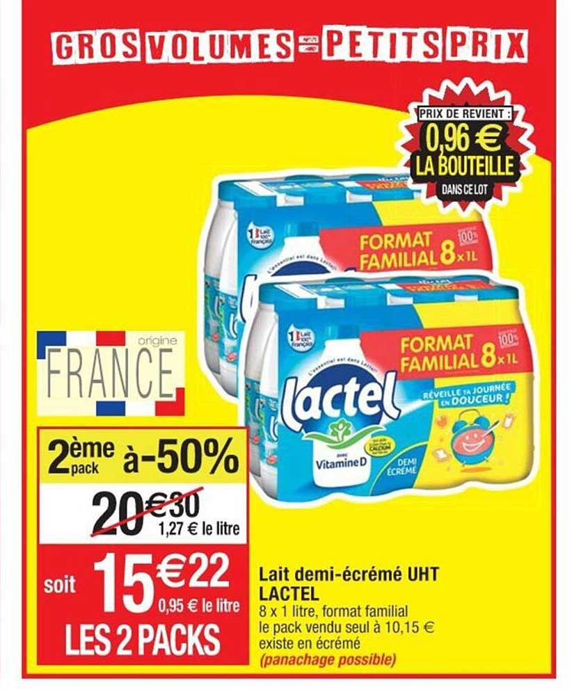 lait demi-écrémé uht lactel