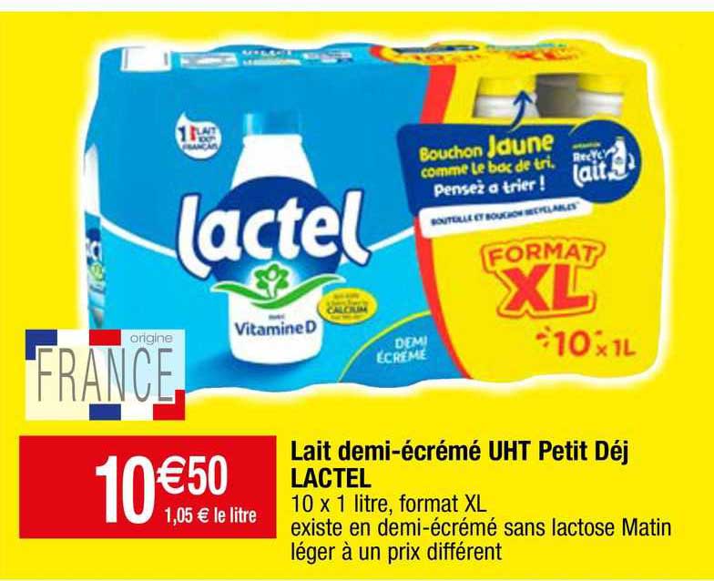 lait demi-écrémé uht petit déj lactel