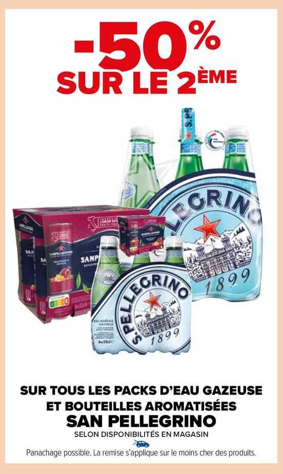 les packs d'eau gazeuse et bouteilles aromatisées san pellegrino