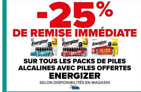 les packs de piles alcalines avec piles offertes energizer
