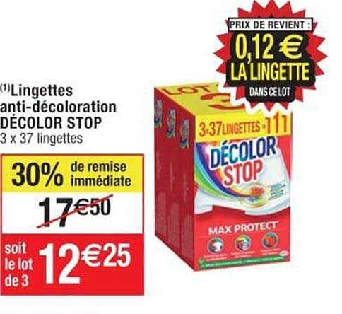 lingettes anti-décoloration décolor stop