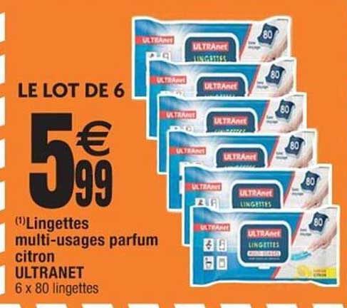 lingettes multi-usages parfum citron ultranet