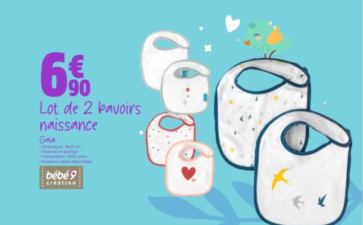 lot de 2 bavoirs naissance gaia
