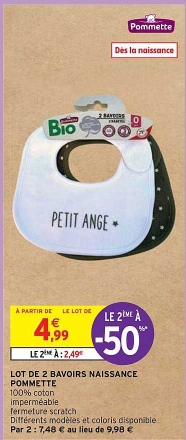 lot de 2 bavoirs naissance pommette