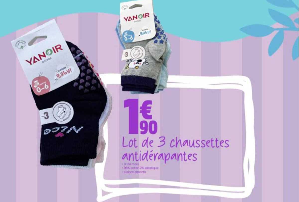 lot de 3 chaussettes antidérapantes