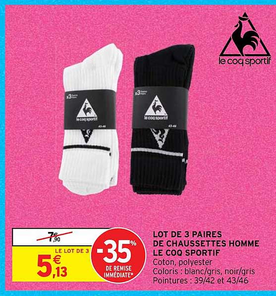 lot de 3 paires de chaussettes homme le coq sportif
