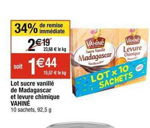 lot sucre vanillé de madagascar et levure chimique vahiné
