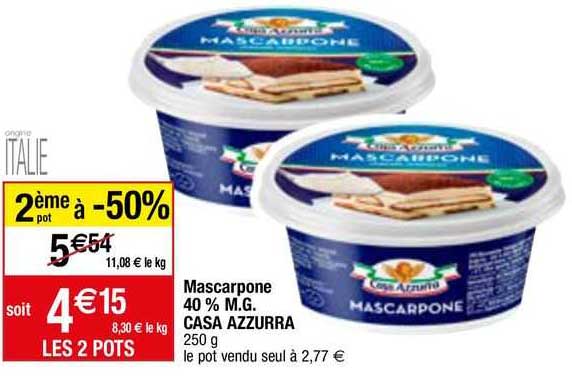 mascarpone 40% m.g. casa azzurra