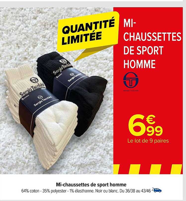 mi-chaussettes de sport homme sergio tacchini