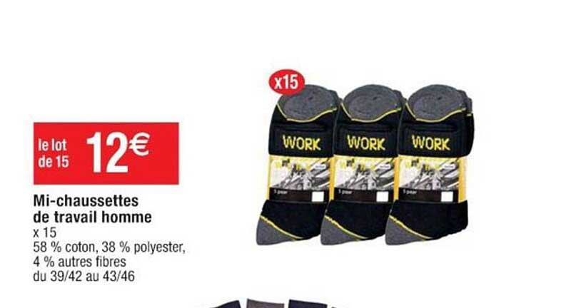 mi-chaussettes de travail homme