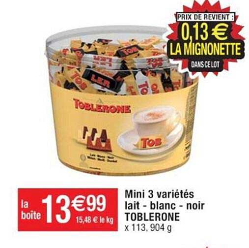 Mini 3 Variétés Lait - Blanc - Noir Toblerone