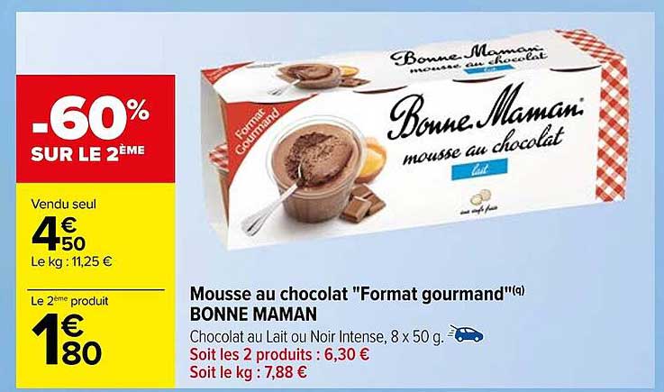 mousse au chocolat "format gourmand" bonne maman
