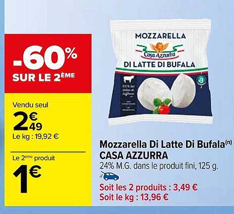 mozzarella di latte di bufala casa azzurra