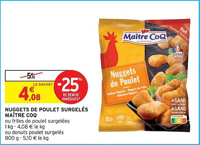 nuggets de poulet surgelés maître coq