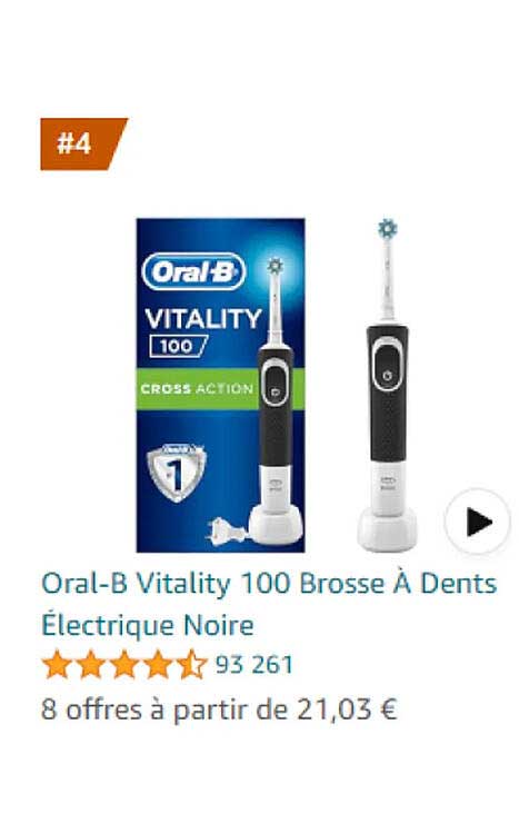 oral-b vitality 100 brosse à dents électrique noire