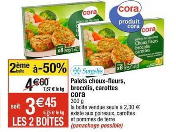 palets choux-fleurs, brocolis, carottes cora