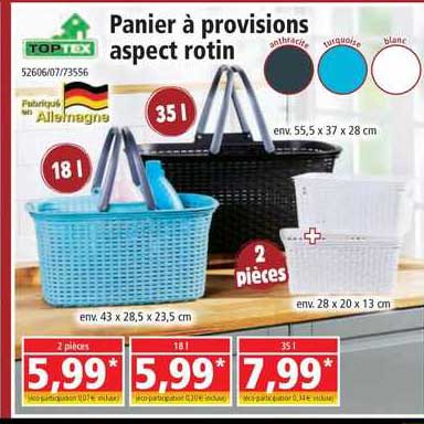 panier à provisions aspect rotin toptex