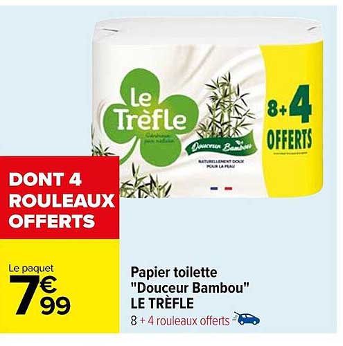 Papier Toilette "douceur Bambou" Le Trèfle