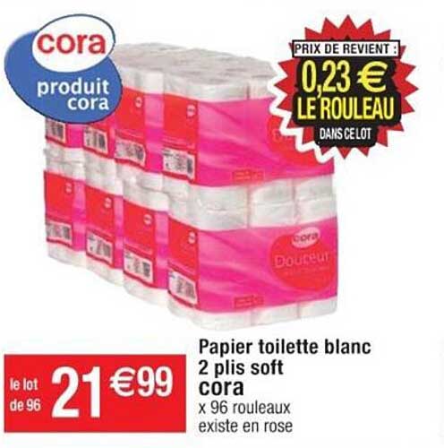 papier toilette blanc 2 plis soft cora